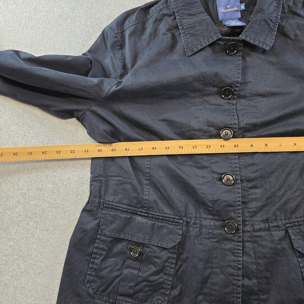 Façonnable Jacket Womens XL Blue Cotton Blend Twill Collared Lined Pockets - Picture 10 of 11